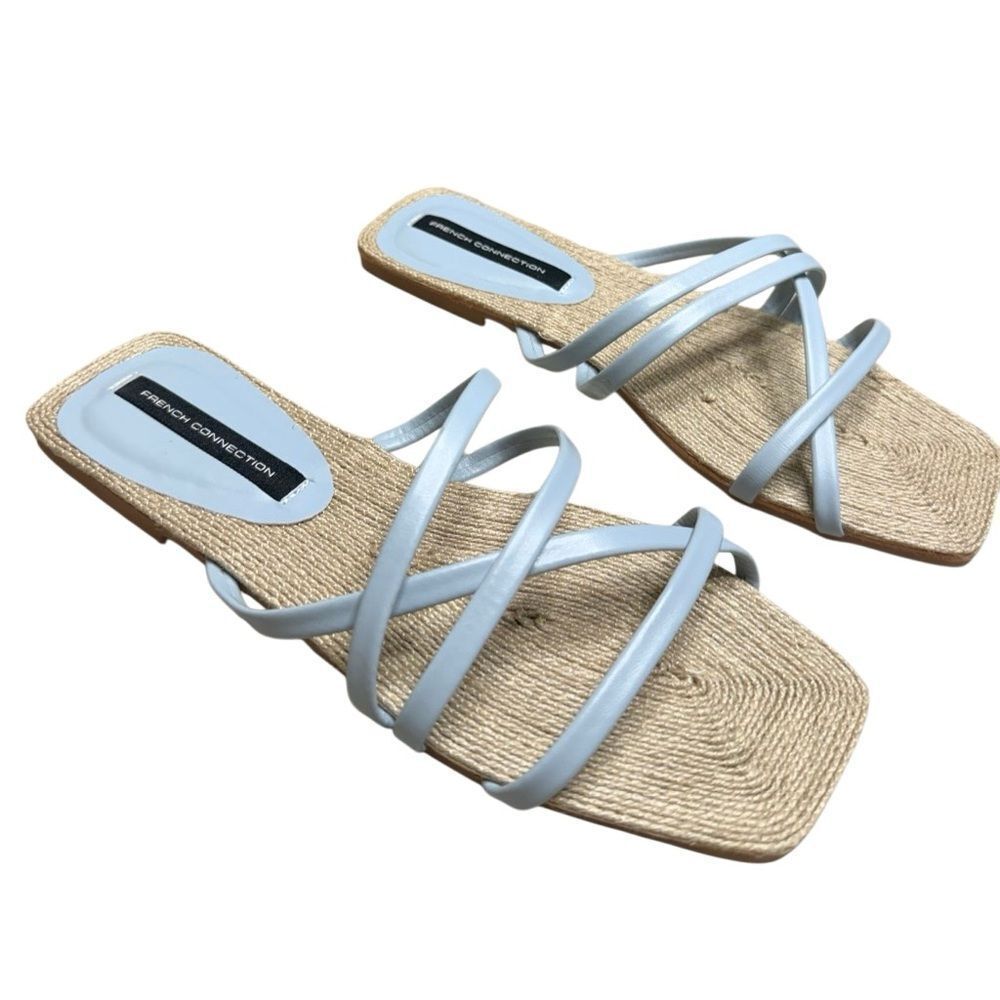 NWB French Connection Light Blue and Tan Sandals Size 6